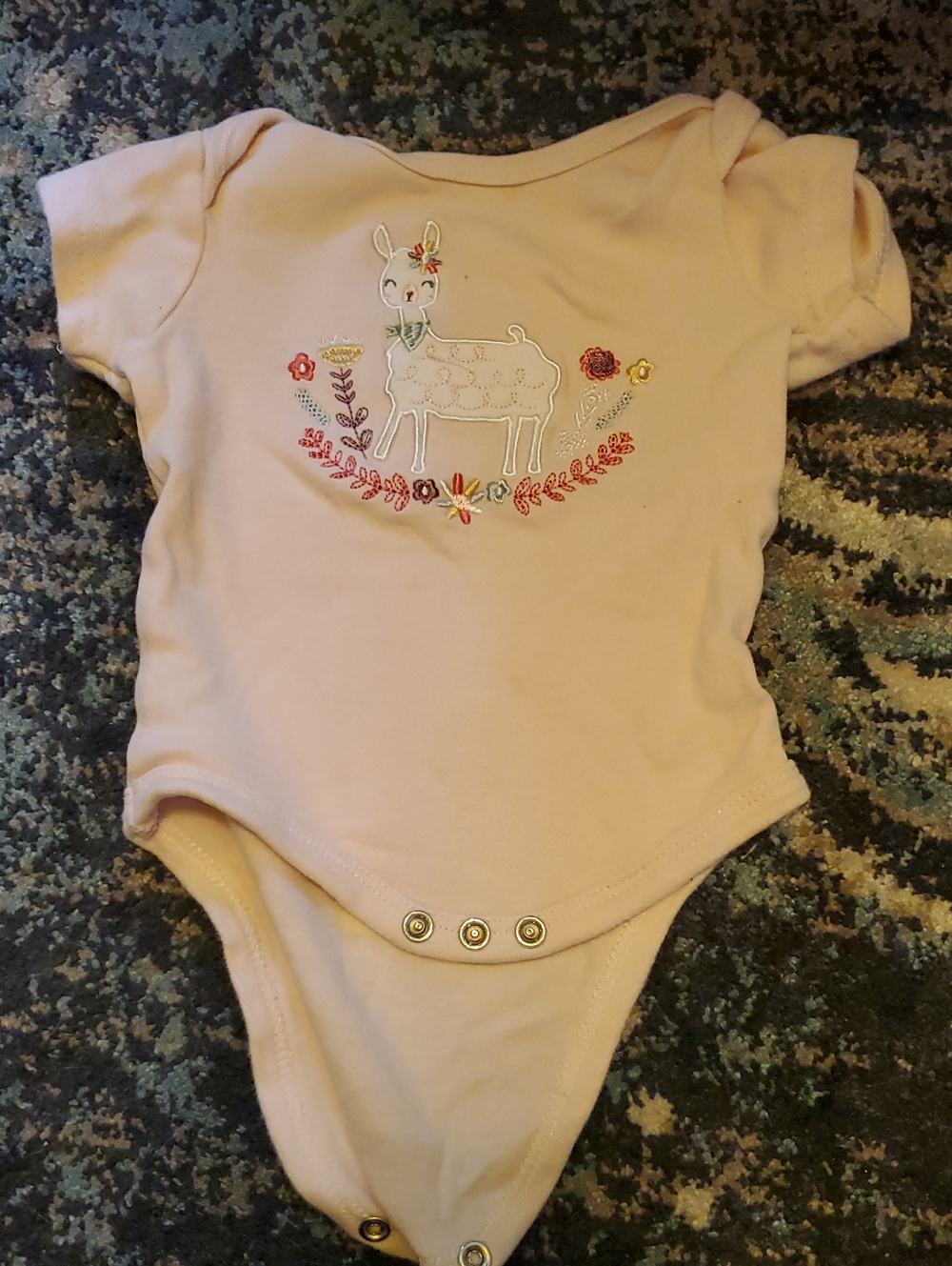 chick pea Pale Pink Bodysuit with Embroidered Llama